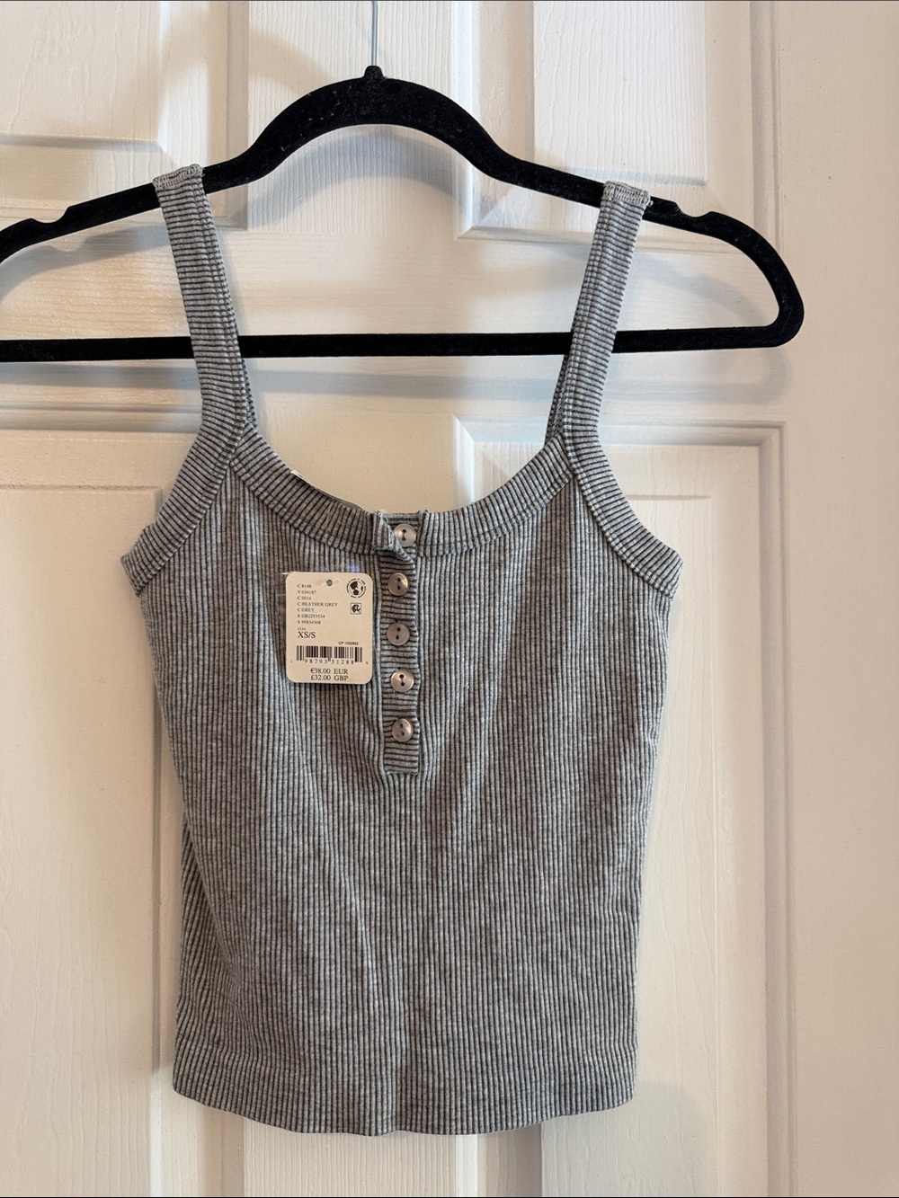 NWT Free people intimately Women’s Ribbed Button-Front Tank Top - Gray XS
